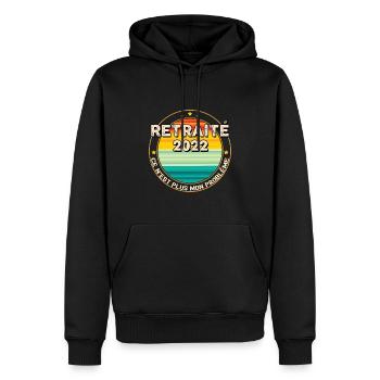 Retraité 2022 Phrase Marrante Pour Homme Départ - Sweat à capuche Premium bio Homme - noir - Devant - Nico (187cm)