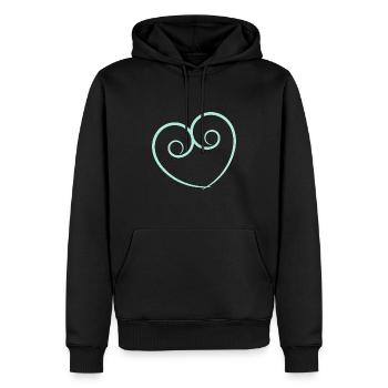 HERZ. HERZ. HEILIGER VALENTIN. LIEBE. LIEBE. HERZ - Männer Premium Bio Hoodie - Schwarz - Vorne - Nico (187cm)