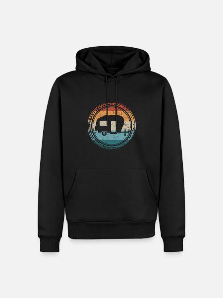 Rétro Caravane Camping Camper - Sweat à capuche Premium bio Homme - noir