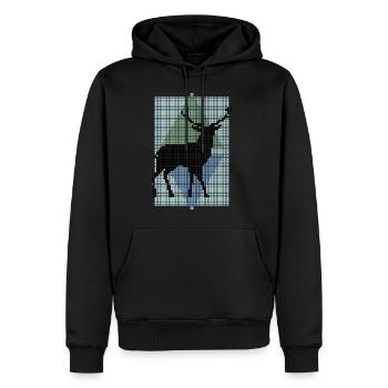Hirsch - Männer Premium Bio Hoodie - Schwarz - Vorne - Nico (187cm)
