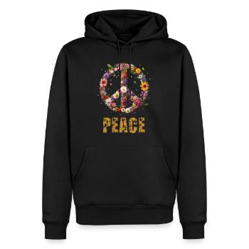 Frieden - Fred - Männer Premium Bio Hoodie - Schwarz - Vorne - Nico (187cm)