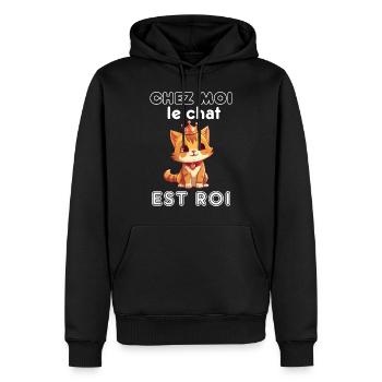 Fan Chat Félin Animal Passion Animaux Chaton Race - Sweat à capuche Premium bio Homme - noir - Devant - Nico (187cm)