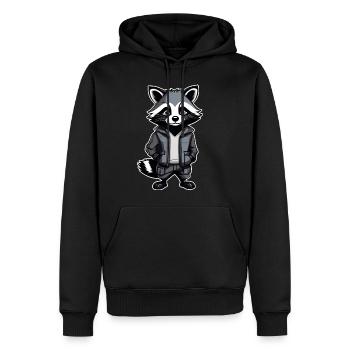 Raton laveur cool - Sweat à capuche Premium bio Homme - noir - Devant - Nico (187cm)