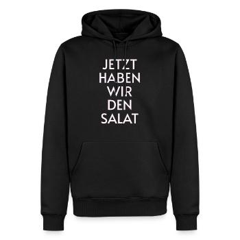 Jetzt haben wir den Salat - Männer Premium Bio Hoodie - Schwarz - Vorne - Nico (187cm)