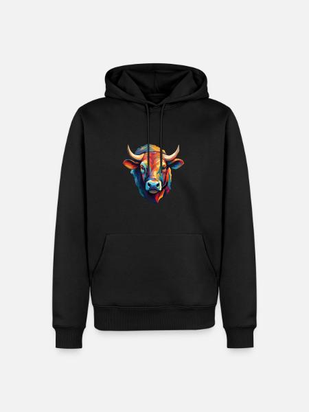 Cow's head modern - Men’s Premium Organic Hoodie - black