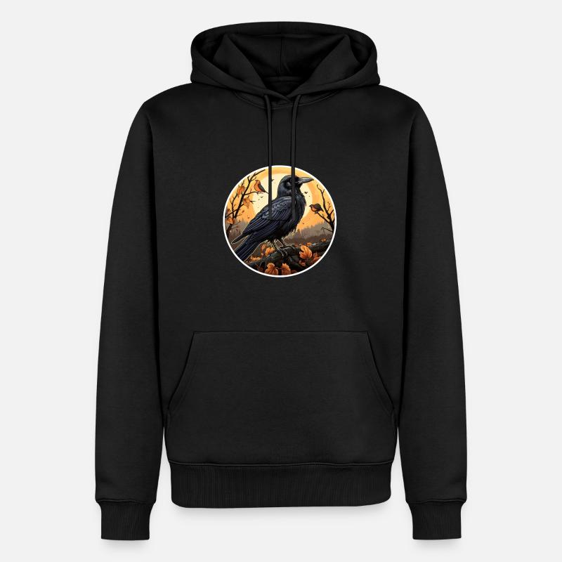 Krähe Herbst Halloween - Männer Premium Bio Hoodie - Schwarz