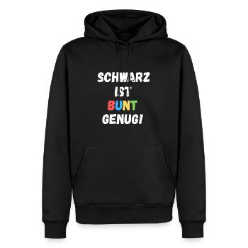 SCHWARZ IST BUNT GENUG - Männer Premium Bio Hoodie - Schwarz - Vorne - Nico (187cm)