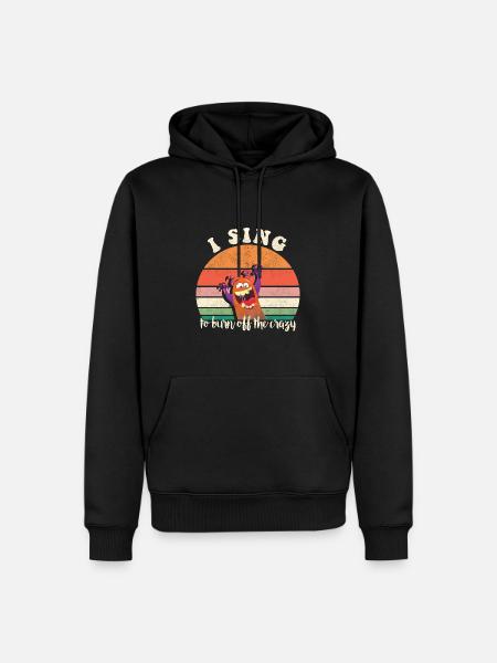 I sing to burn off the crazy retro sunset - Men’s Premium Organic Hoodie - black