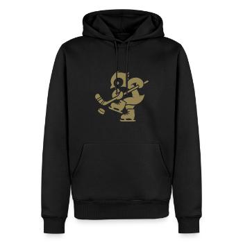 Pinguin Eishockey Minimalistische Spieler - Männer Premium Bio Hoodie - Schwarz - Vorne - Nico (187cm)