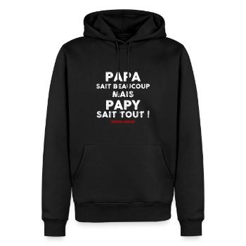 Papy Sait Tout Cadeau Papy - Sweat à capuche Premium bio Homme - noir - Devant - Nico (187cm)