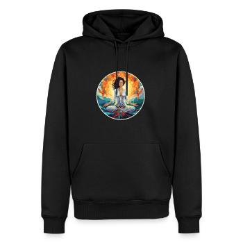 Femme méditante - Sweat à capuche Premium bio Homme - noir - Devant - Nico (187cm)