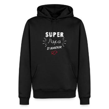 Super Papa D'amour Cadeau - Sweat à capuche Premium bio Homme - noir - Devant - Nico (187cm)