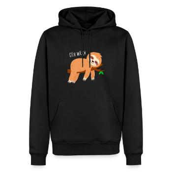 Faultier GEH WECH - Männer Premium Bio Hoodie - Schwarz - Vorne - Nico (187cm)