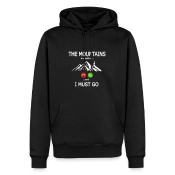The Mountains are calling and I must go Berg Motiv - Männer Premium Bio Hoodie - Schwarz - Vorne - Nico (187cm)