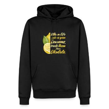 When life gives lemons trade for a Ukulele - Männer Premium Bio Hoodie - Schwarz - Vorne - Nico (187cm)