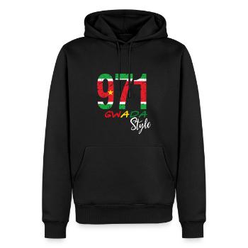 Stärke und Mut im Gwada-Stil - Männer Premium Bio Hoodie - Schwarz - Vorne - Nico (187cm)