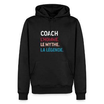 Le Coach Le Meilleur Du Monde - Sweat à capuche Premium bio Homme - noir - Devant - Nico (187cm)