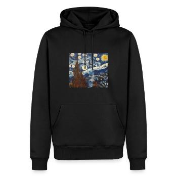 La Nuit des étoiles - Sweat à capuche Premium bio Homme - noir - Devant - Nico (187cm)
