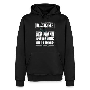 BAUZEICHNER - Mythos - Männer Premium Bio Hoodie - Schwarz - Vorne - Nico (187cm)