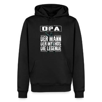 OPA - Mythos - Männer Premium Bio Hoodie - Schwarz - Vorne - Nico (187cm)