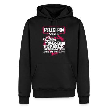 PFLEGERIN - duden - Männer Premium Bio Hoodie - Schwarz - Vorne - Nico (187cm)