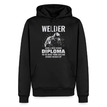 Soudeur Métal Construction Ferronnerie - Sweat à capuche Premium bio Homme - noir - Devant - Nico (187cm)