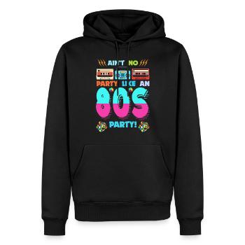 80er Jahre Party Vibes - Retro-Design mit Kassettenkassetten - Männer Premium Bio Hoodie - Schwarz - Vorne - Nico (187cm)