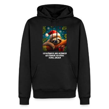 Ein Glühwein, swei ... lustiges Faultier Weihnacht - Männer Premium Bio Hoodie - Schwarz - Vorne - Nico (187cm)