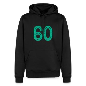 60 ANS. 60e ANNIVERSAIRE. ANNIVERSAIRE 60 ANS. 60 - Sweat à capuche Premium bio Homme - noir - Devant - Nico (187cm)