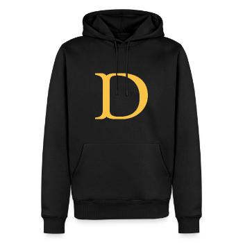 D - Men’s Premium Organic Hoodie - black - Front - Nico (187cm)