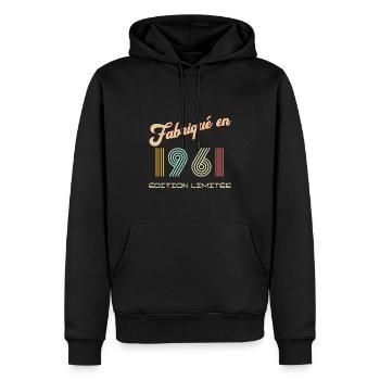 Fabriqué en 1961 vintage Idée Cadeau Homme - Sweat à capuche Premium bio Homme - noir - Devant - Nico (187cm)