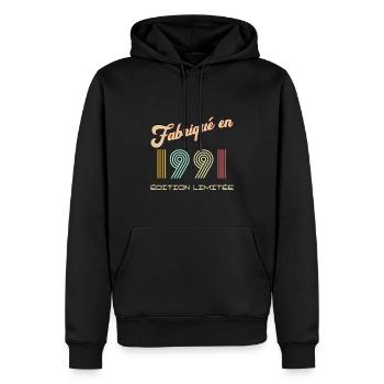 Anniversaire Fabriqué en 1991 vintage édition - Sweat à capuche Premium bio Homme - noir - Devant - Nico (187cm)
