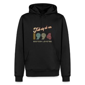 Anniversaire homme né en 1994 Edition Limitée - Sweat à capuche Premium bio Homme - noir - Devant - Nico (187cm)
