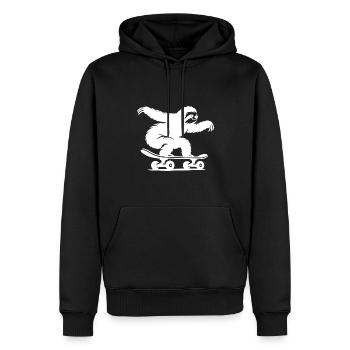 Faultier Skateboard Skater Silhouette Minimalistis - Männer Premium Bio Hoodie - Schwarz - Vorne - Nico (187cm)