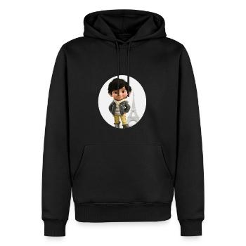 EIFFELTURM - Lächelnder Junge - Tourist - Männer Premium Bio Hoodie - Schwarz - Vorne - Nico (187cm)