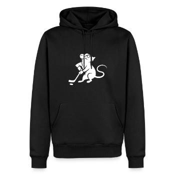 Maus Ratte Eishockey Silhouette Minimalistisch - Männer Premium Bio Hoodie - Schwarz - Vorne - Nico (187cm)