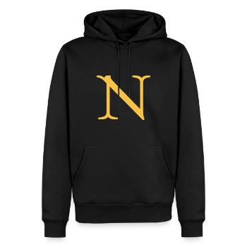 N - Men’s Premium Organic Hoodie - black - Front - Nico (187cm)