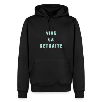 BONNE RETRAITE. JOYEUSE RETRAITE. VIVE LA RETRAITE - Sweat à capuche Premium bio Homme - noir - Devant - Nico (187cm)