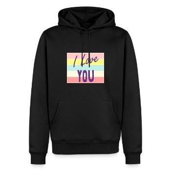 SAINT VALENTIN. EVJF. JE T'AIME. I LOVE YOU. AMOUR - Sweat à capuche Premium bio Homme - noir - Devant - Nico (187cm)