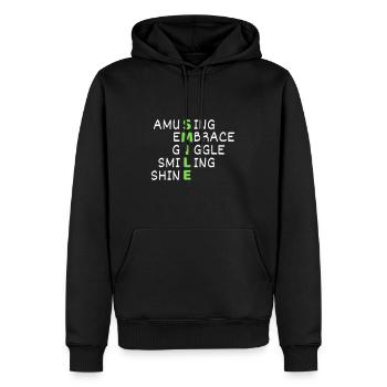SMILE – Positivity Word Art - Männer Premium Bio Hoodie - Schwarz - Vorne - Nico (187cm)