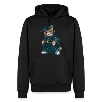 Cat West Coast Rapper - Sweat à capuche Premium bio Homme - noir - Devant - Nico (187cm)