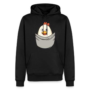 Chicken In Pocket - Men’s Premium Organic Hoodie - black - Front - Nico (187cm)