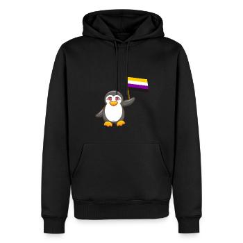 Gay Pride Antarctica Animal Penguin Not Binary LGBT - Men’s Premium Organic Hoodie - black - Front - Nico (187cm)
