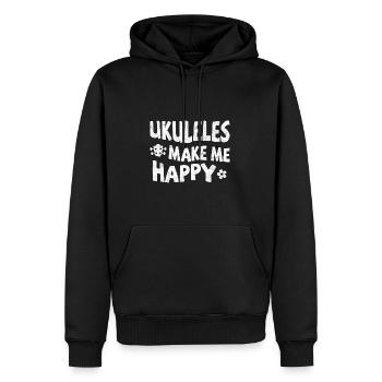 Ukuleles make me happy - Männer Premium Bio Hoodie - Schwarz - Vorne - Nico (187cm)