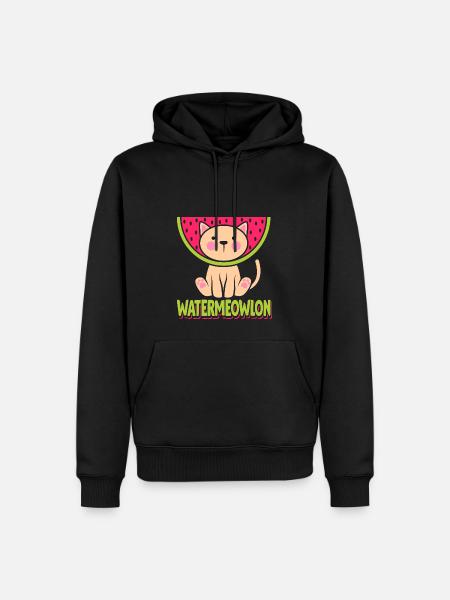 Wassermelone Katze - Männer Premium Bio Hoodie - Schwarz