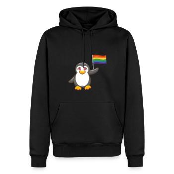 Regenbogen Flagge Gay Pride Month Pinguin LGBT - Männer Premium Bio Hoodie - Schwarz - Vorne - Nico (187cm)