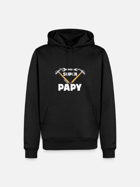 Super Papy Bricoleur - Sweat à capuche Premium bio Homme - noir