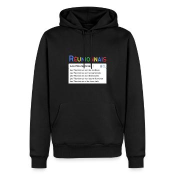 Réunionnais Moteur De Recherche Cadeau La Réunion - Sweat à capuche Premium bio Homme - noir - Devant - Nico (187cm)