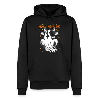 Ghost Cow Moo I Mean Boo Pumpkin Moon Halloween - Men’s Premium Organic Hoodie - black - Front - Nico (187cm)