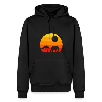 Sonnenuntergang Afrika Tier Retro Elefant - Männer Premium Bio Hoodie - Schwarz - Vorne - Nico (187cm)